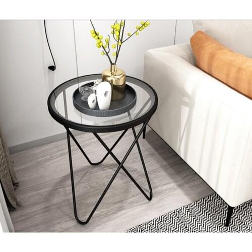 Nordic side a few ins simple sofa side golden small table living room small apartment tempered glass small coffee table