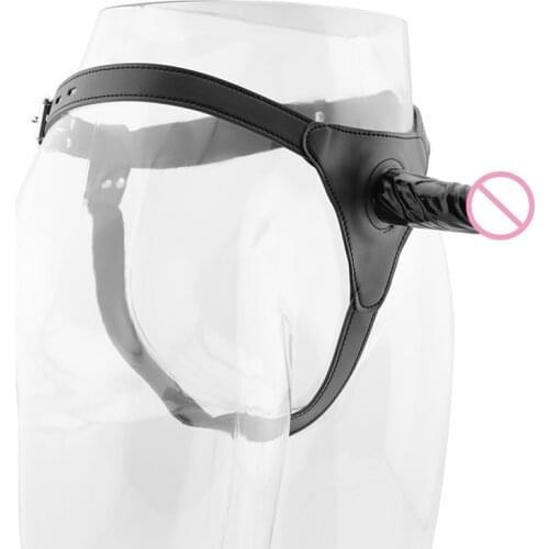 Lesbian PU leather Strapon Dildo Adjustable Harness Strap On Penis Pegging Realistic Dildo Adult Sex Toys for Woman Sex Products