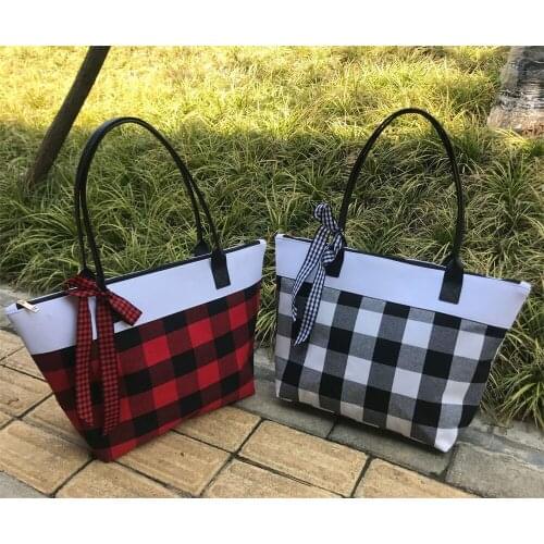 Women Tote Bag Fashion Plaid Shoulder Bags Christmas Red Checkered Pattern Handbag Casual Large Capacity Top-Handle