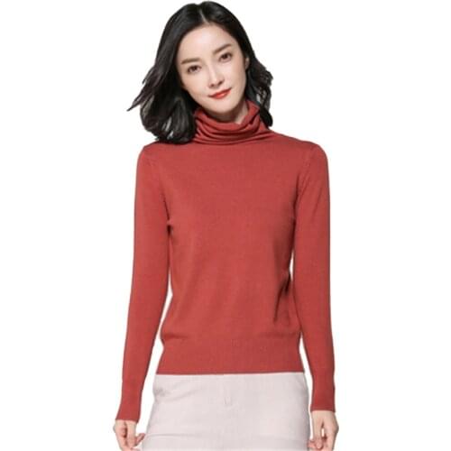 High collar Sweater women Autumn Winter Knit bottoming pullover Long sleeve Plus size High elasticity Cashmere sweaters female