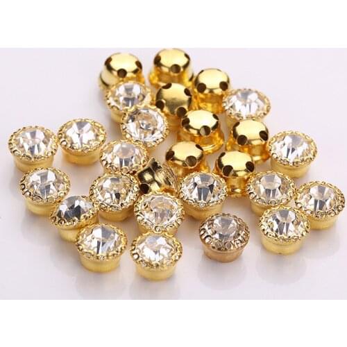 TPSMOC 6mm/7mm/8mm/10mm golden/silver Base Crystal Sew On Rhinestones, Claw For Garment,DIY,Wedding Dresses stones