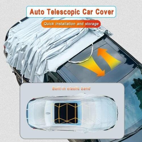 Universal Retractable semi-automatic 420x190cm Outdoor Half Auto Sun UV Snow Dust Resistant Protection Car Covers for Sedan WS
