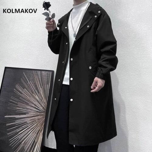 2021 spring Long style coat mens High quality casual trench coat , casual hoooded jackets men,Mens Clothing Windbreakers FY37