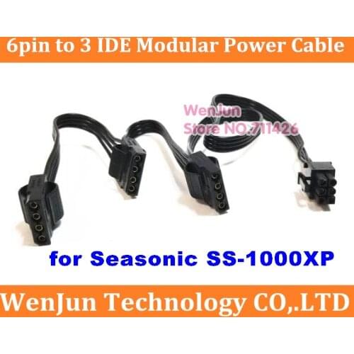 High Quality PCI-E 6pin Male 1 to 3 IDE molex 4pin modular power supply cable for Seasonic SS-1000XP