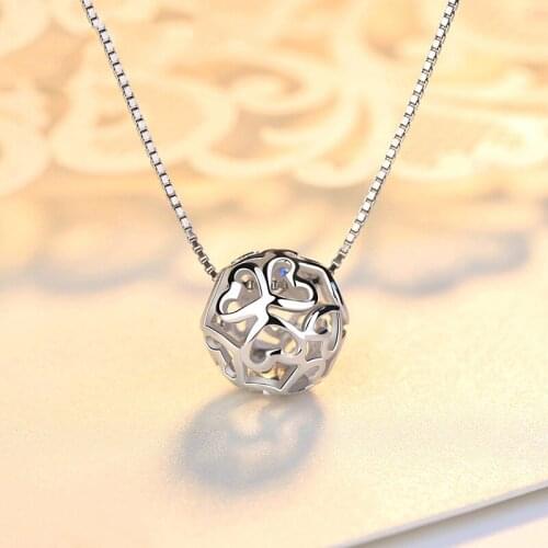 YSH new 100% 925 sterling silver Hollow out love heart pendants Necklaces Womens DIY Jewelry Valentines Day gifts free shipping