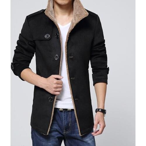 YuWaiJiaRen 2018 spring winter mens jacket medium long sigle breasted woolen overcoat men windbreaker coat