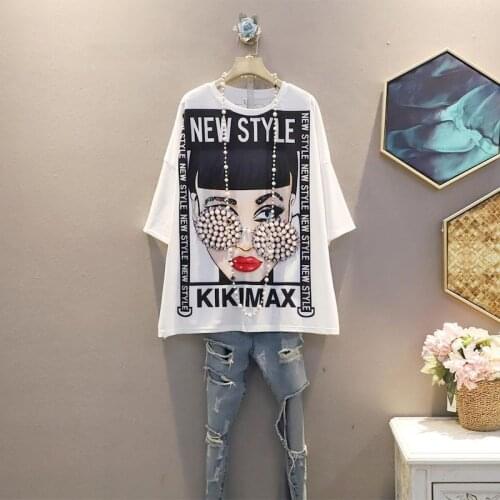 100% Cotton T Shirt Womens T Shirt 2021 Summer New Korean Trend Cartoon Girls Big Size T-shirt Plus Fashion Oversized T-shirt