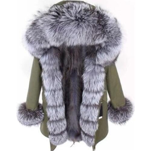 2020 new Natural Fox fur Collar Winter Jacket Women Real Raccoon fur liner Coat Thick Warm Detachable Long Parka