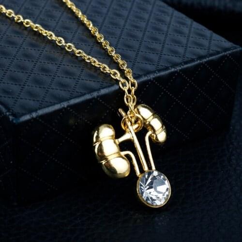 Women Men Fashion Jewelry Lung Shape Necklace Doctor Nurse Gift Rhinestone Alloy Charm Pendant Necklaces