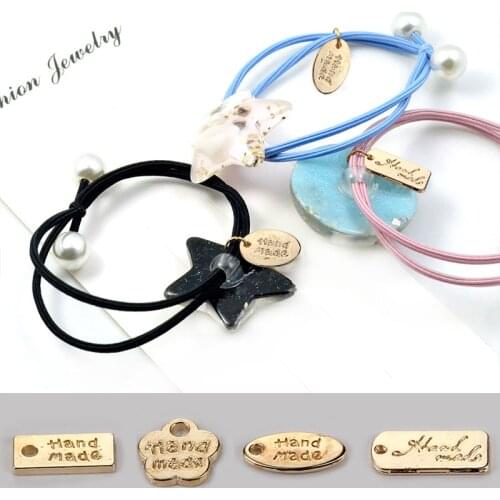 100pcs Gold Handmade Letter Metal Labels For Garment Bags Jeans Shoes Alloy Labels DIY Sewing Tag Clothes Decoration Accessories