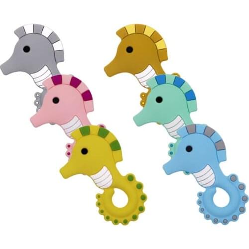 Kovict 1pcs Hippocampus Baby Teether Rodent BPA Food Free Silicone Teething Nursing Pacifier Silicone Teether