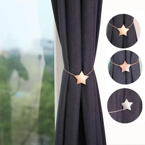 1Pcs Pentagram Curtain Clip Free Punch Magnetic Curtains Tieback Buckle Holder Metal Curtain Straps Home Decorative Accessories