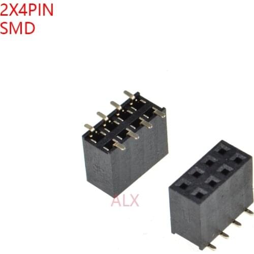 10PCS SMT SMD 2X4 PIN Double row Straight FEMALE PIN HEADER 2.54MM PITCH Connector Socket 2*4 8PIN 2x4P 2x4pin FOR PCB BOARD