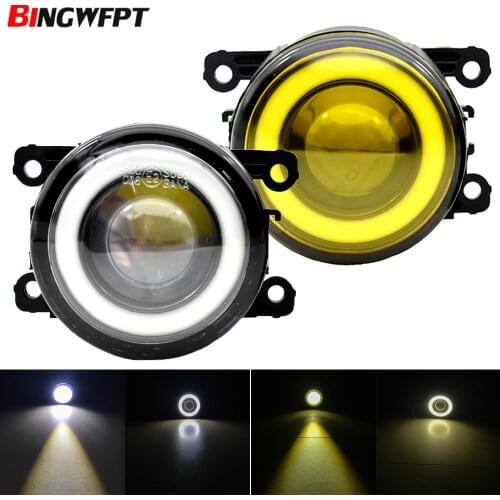 2PCS Car Front Fog Light with Angel Eye DRL LED Fog Lamp 12V For Suzuki Jimny Grand Vitara Swift SX4 Splash Ignis Alto XL7