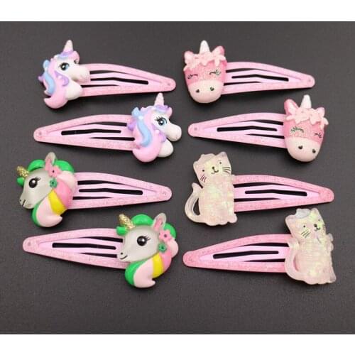 2PCS New Cartoon Cute Pony Cat BB Clips Girls Hair Accessories Kids Hairpins Children Headwear Baby Hair Clips Headdress