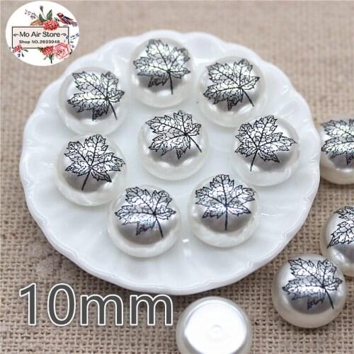 30pcs 10mm Maple Leaf Buttons Home Garden Crafts Cabochon Scrapbooking DIY Accessories