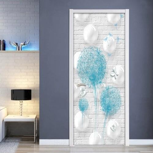 3D Modern Simple Stereoscopic Circle Ball Dandelion Brick Wall Mural Wallpapers For Living Room PVC Self-adhesive Door Sticker