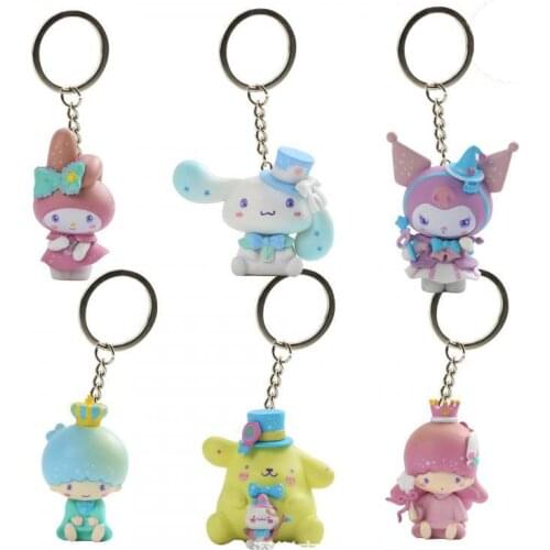 6Pcs/set Kawaii Sanrios Doll Mymelody Cinnamoroll Model Scene Modeling Ornaments Anime Cartoon Figures Pvc Keychain Toys Gift