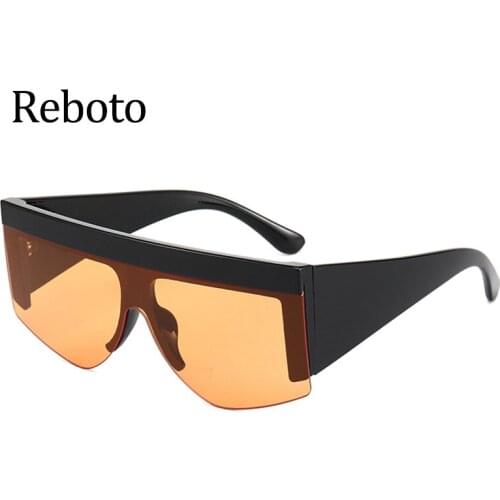 90s Style Womens Fashion Sunglasses Big Frame Yellow Glasses Men Oversized Half Frame Female Sunglasses UV400 oculos de sol