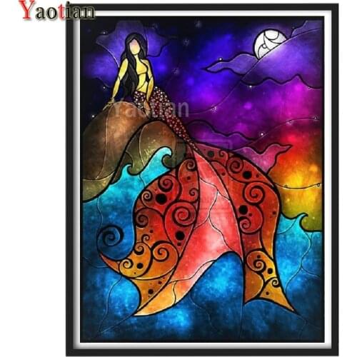 Diamond Painting Cartoon Mermaid Princess 5D DIY Diamond Embroidery Abstract Art Picture Of Rhinestones Mosaic Full Layout Craft