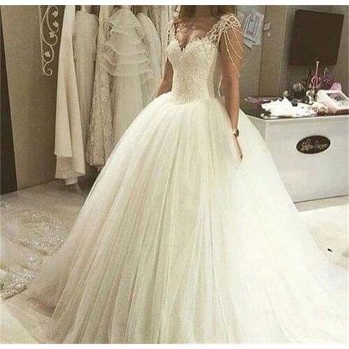Angelsbridep Sweetheart Ball Gown Wedding Dress Vestidos De Novia Fashion Princess Style Applique Beading Formal Bride Dresses