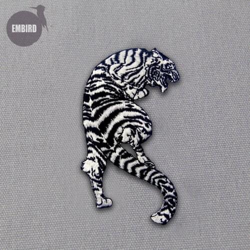 Embird patches Embroidered appliques for dresses The Roaring Striped White Tigher ceo-friendly3D patches for hats iron on patch
