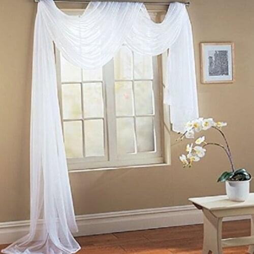 X7AB 197x59 Inch White Sheer Canopy Bed Curtain Elegant Voile Window Scarf Topper Valance Outdoor Ceremony Wedding Arch Drapes