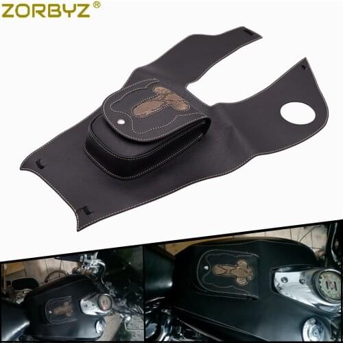 ZORBYZ Motorcycle Black Artificial Leather Right Tank Cap Panel Cover Bag For Yamaha XVS650 1999-2007