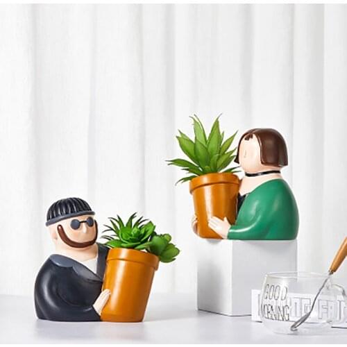Hars Succulenten Flower Planter Plant Pot Empty Man Cartoon Portrait Celebrity Human Head For Home garden decoration