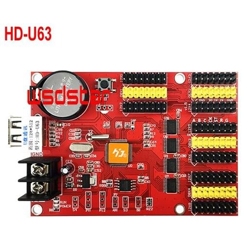 HUIDU HD-U63 4*HUB08 & 8*HUB12 512*128 USB LED control card Single & Dual Color LED control card HD U63