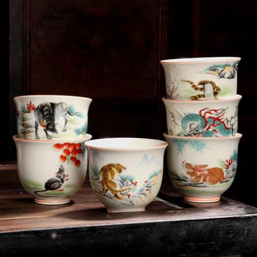 Retro Ceramic Teacup Hand painted Flowers and birds Small tea bowl Chinese Handmade Tea set Accessories Master Teacup Drinkware