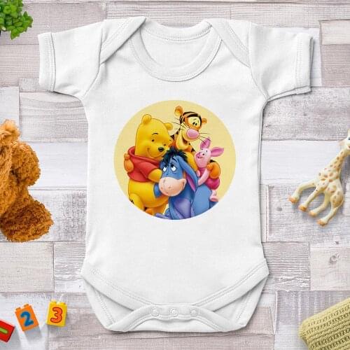 1PC 0-24M Baby Rompers Newborn Jumpsuits Harajuku Disney Cartoon Pooh Winnie Printing Baby Rompers Bebe Outfits For Boys Girls
