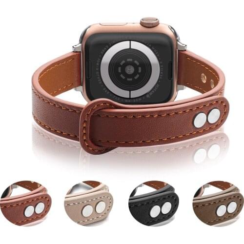 Leather Link Strap for Apple Watch Band 44mm 40mm 38mm 42mm Slim Small Waist Wristband Loop Bracelet for IWatch 2 3 5 4 6 SE
