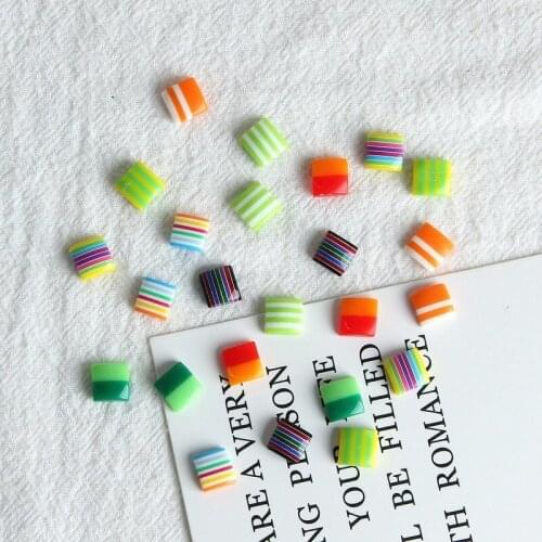 Summer clear stripes macarons square color matching DIY hand-made earrings jewelry bracelet necklace jewelry accessories