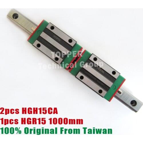 HIWIN linear guide rail HGR15 1000mm long with 2pcs linear block carriage HGH15CA HGH15 CNC parts