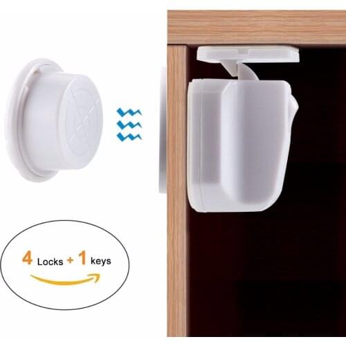 Nosii Baby Safety Magnetic 4 Locks Cabinet Locks Child Safety Drawer Locks Set Baby Protection Security Door Lock