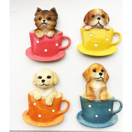 Cute Puppy Fridge Magnetic 3D Lovely Dog childrens Enlightenment Refrigerator Magnet Decoration Articles Handicraft Gifts