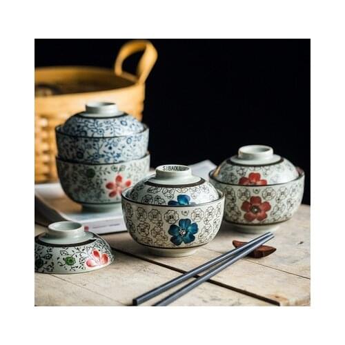 Japanese-style Instant Noodle Bowl with Lid Stewing Bowl Steaming Bowl with Lid Ceramic Bowl Soup Cup with Lid