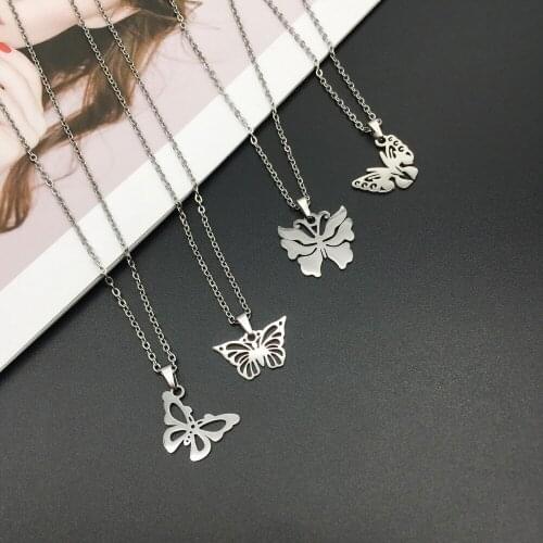 Trendy Fashion Stainless Steel Butterfly Pendant necklace