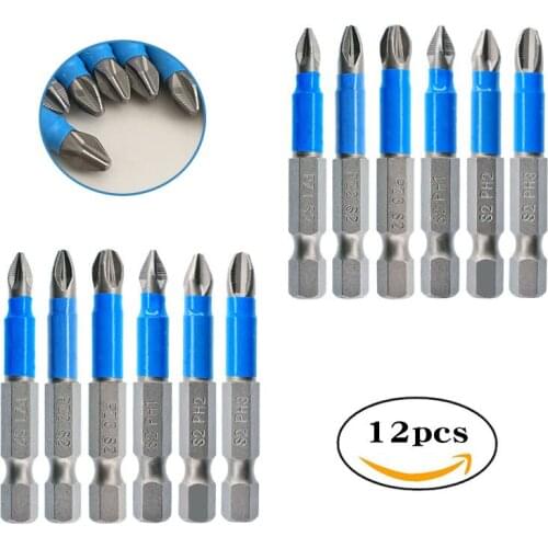 12pcs/set Electric Screwdriver Set Steel Electric Screwdriver Bit Tool Accessories PZ1 PZ2 PZ3 PH1 PH2 PH3 Magnetic Screwdriver
