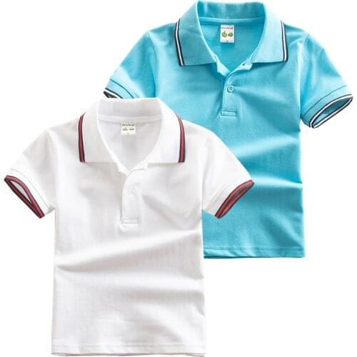 Solid Teen Polo Tshirt Summer Cotton Boys Tops Tees Elegant Children Shirt Breathable Fabric Kids Clothes