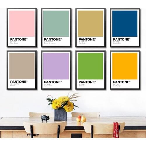 Pantone Color Wall Art Poster and Prints Pink Yellow Green Blue Grey Red Modern Canvas Painting for Living Room Home Decor
