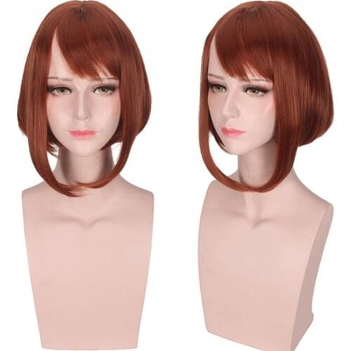 My Hero Boku Academy in the Hero Uraraka Academy Ochako Brown Short Bobo Heat Resistant Wig Cosplay + Free Wig Cap