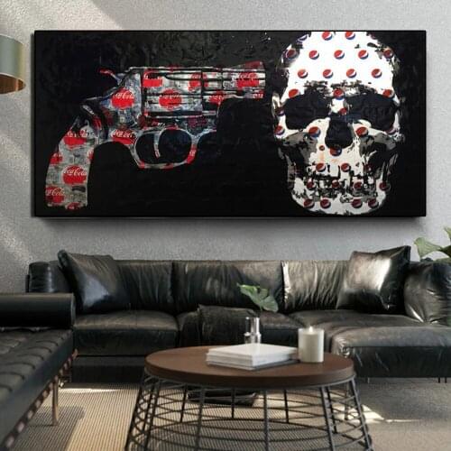 Gun Agains Skull Cola Logo and Paste High-quality Picture Prints and Abstract Canvas Wall Art Decoration Posters Craft Gifts