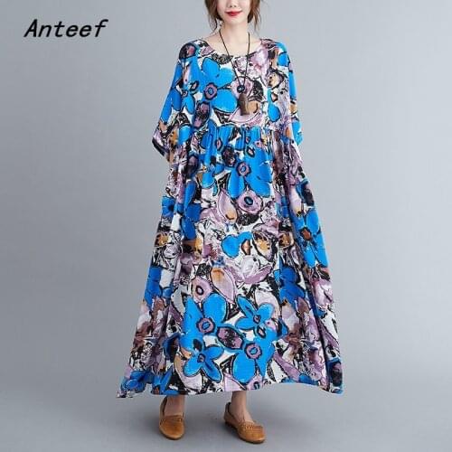 Short sleeve cotton linen plus size vintage floral dresses for women casual loose long woman summer dress elegant clothes 2021