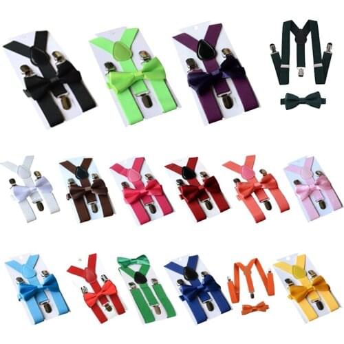 Hot kf-Children Kids Boys Girls Clip-on Suspenders Elastic Adjustable Braces With Cute Bow Tie orange