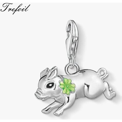 Lucky Piglet Charm Pendant 2020 Summer Fashion Jewelry 925 Sterling Silver Trendy Gift For Women Fit Bracelet