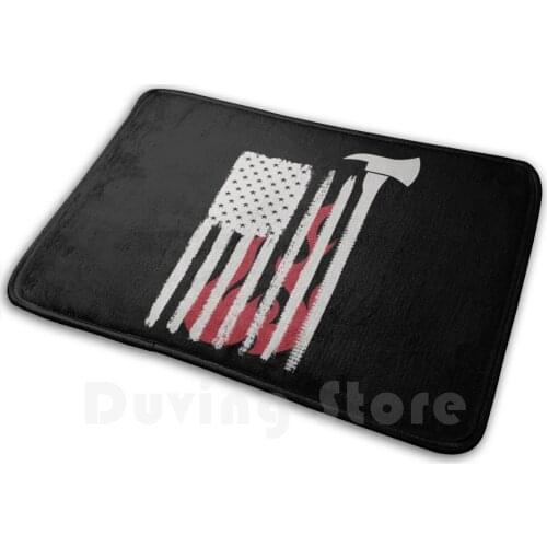 Firefighter American Flag Thin Red Line Fireman Apparel Mat Rug Carpet Anti-Slip Floor Mats Bedroom Fire Fireman Firefighter Usa