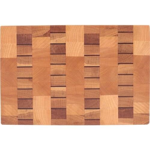 Soandora End Grain Cutting Board Oak Wenge Ash 4 Short Edge Striped Pattern