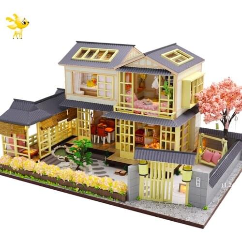 DIY-KIT DIY DollHouse Wooden Doll Houses Miniature Dollhouse Furniture Kit Toys For Children New Year Christmas Gift Casa K45